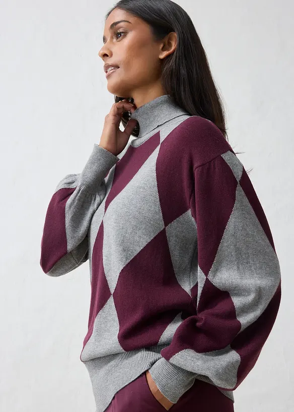 Pull col roul&eacute; en fine maille, bonprix