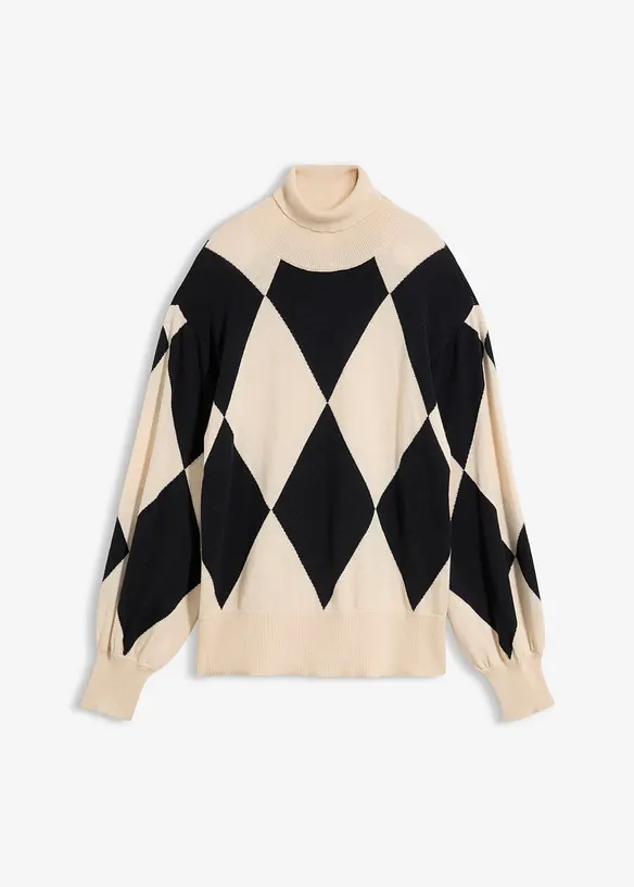 Pull col roul&eacute; en fine maille, bonprix
