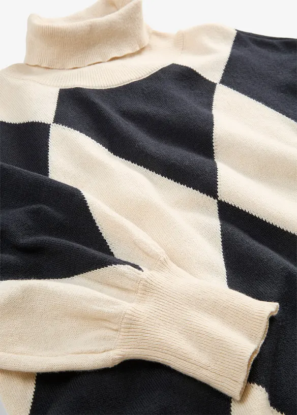 Pull col roul&eacute; en fine maille, bonprix