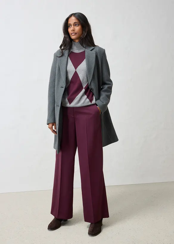 Pull col roul&eacute; en fine maille, bonprix