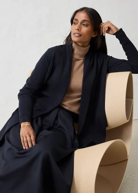 Gilet en maille douce de laine m&eacute;lang&eacute;e, bonprix