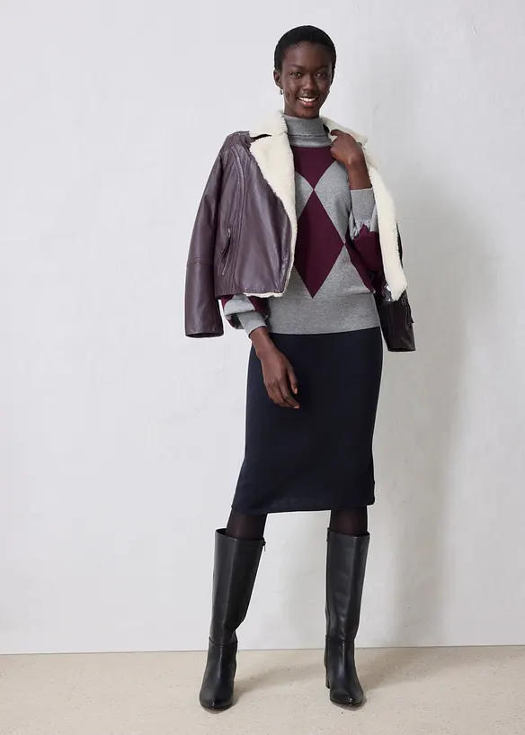 Jupe en laine m&eacute;rinos m&eacute;lang&eacute;e, bonprix
