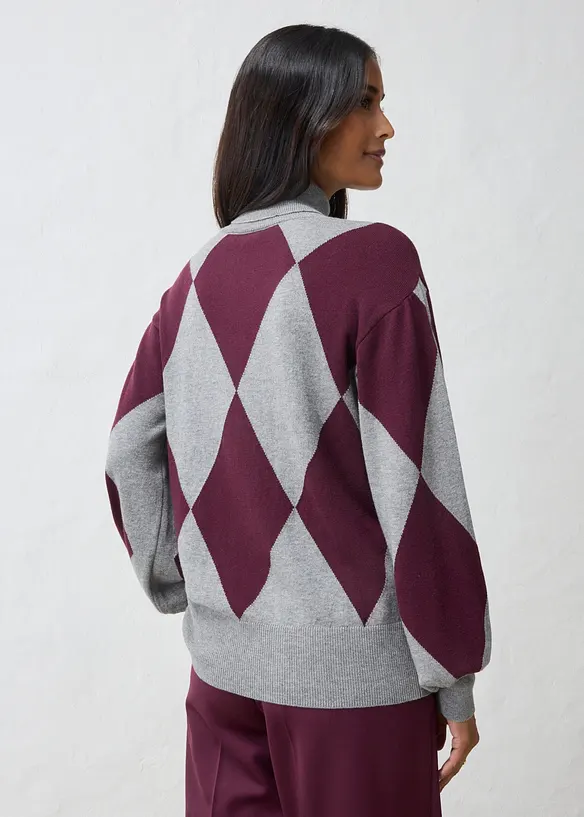 Pull col roul&eacute; en fine maille, bonprix