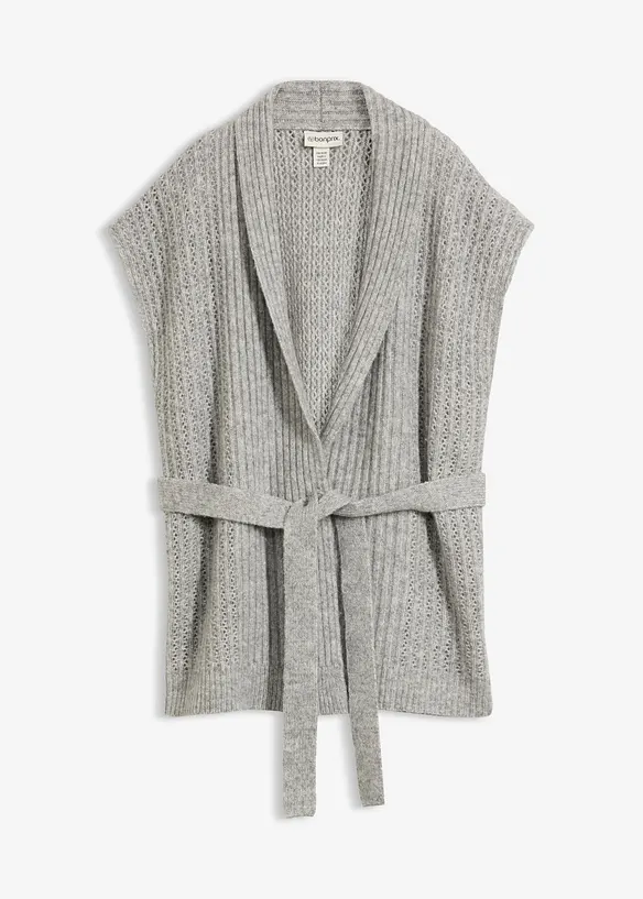 Gilet sans manches en douce maille ajour&eacute;e, bonprix