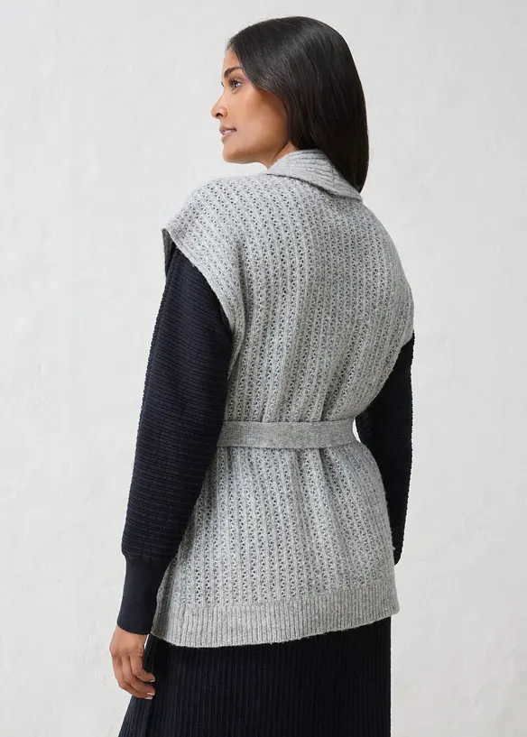 Gilet sans manches en douce maille ajour&eacute;e, bonprix