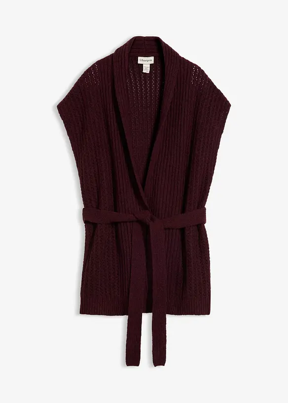 Gilet sans manches en douce maille ajour&eacute;e, bonprix
