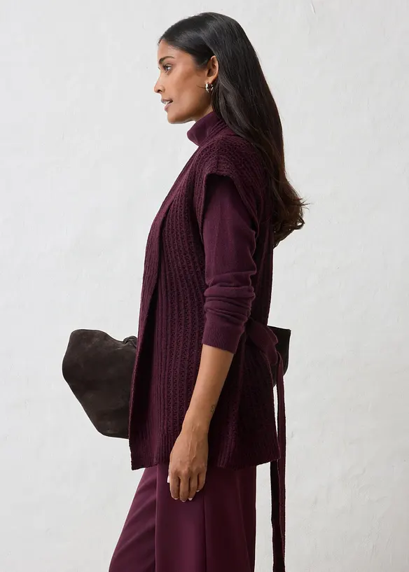 Gilet sans manches en douce maille ajour&eacute;e, bonprix