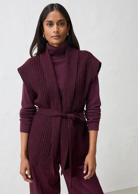 Gilet sans manches en douce maille ajour&eacute;e, bonprix