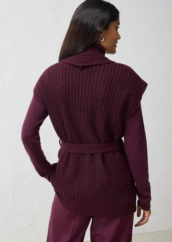 Gilet sans manches en douce maille ajour&eacute;e, bonprix