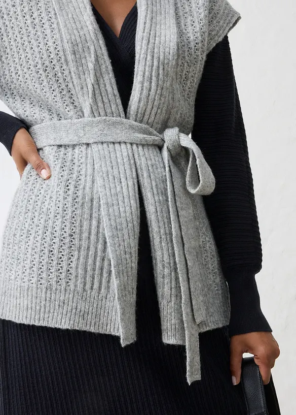 Gilet sans manches en douce maille ajour&eacute;e, bonprix