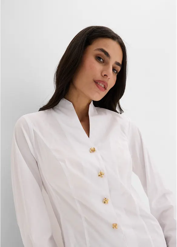 Popeline-Stretchbluse, b&uuml;gelfrei, bonprix