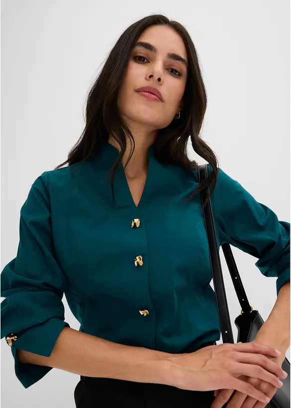 Popeline-Stretchbluse, b&uuml;gelfrei, bonprix