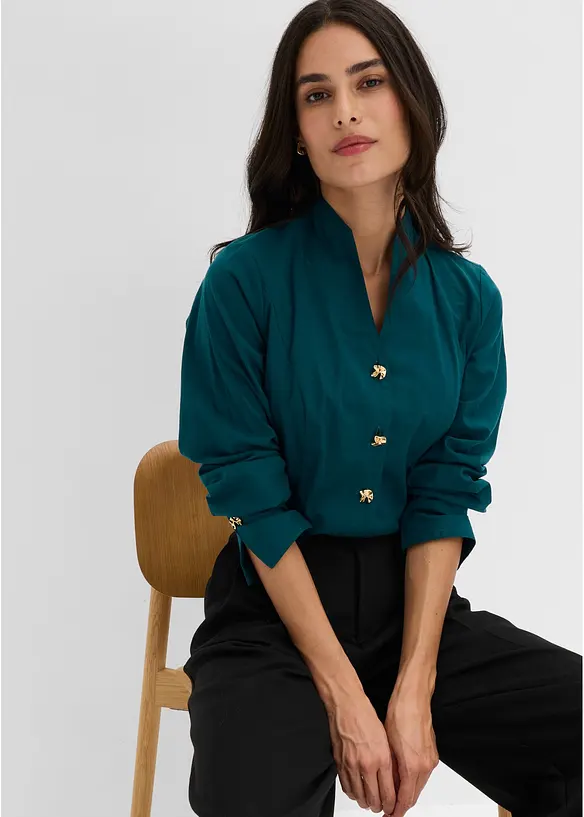 Popeline-Stretchbluse, b&uuml;gelfrei, bonprix