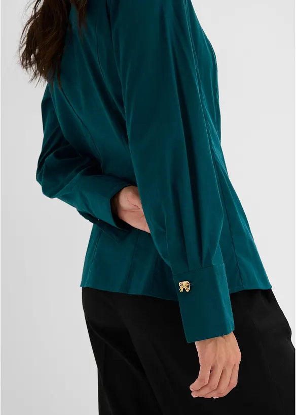 Popeline-Stretchbluse, b&uuml;gelfrei, bonprix