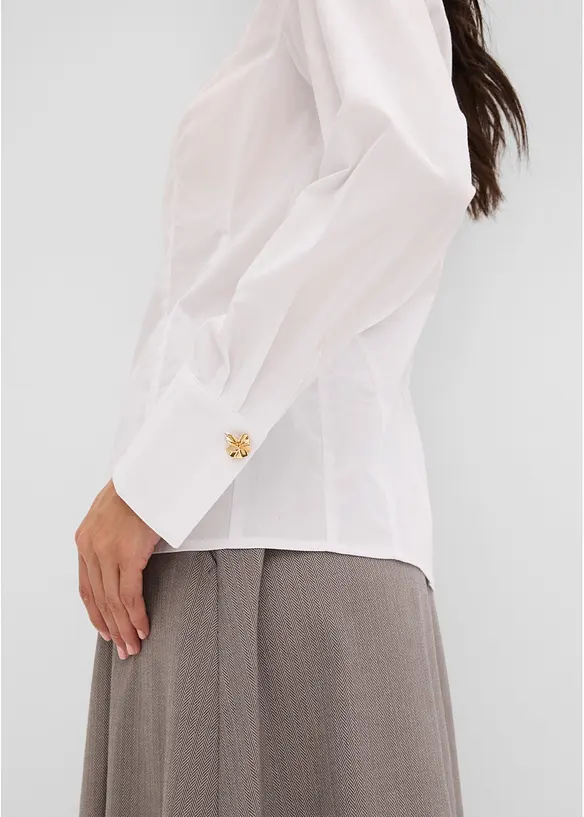 Popeline-Stretchbluse, b&uuml;gelfrei, bonprix