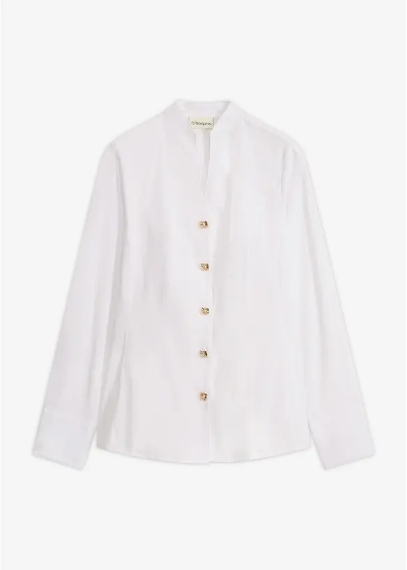Popeline-Stretchbluse, b&uuml;gelfrei, bonprix
