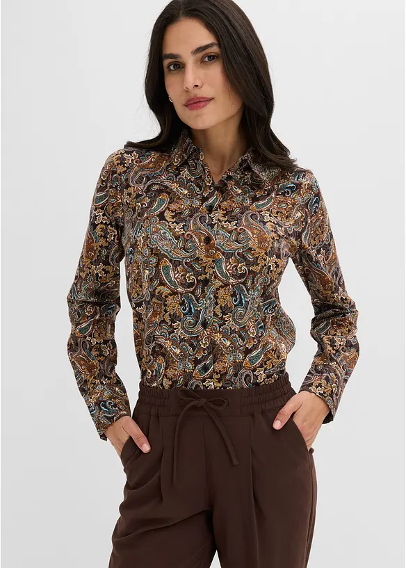 Chemisier en coton extensible, sans repassage, bonprix