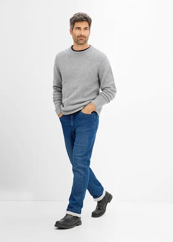 Jean Classic Fit &agrave; doublure chaude en jersey, Straight, bonprix
