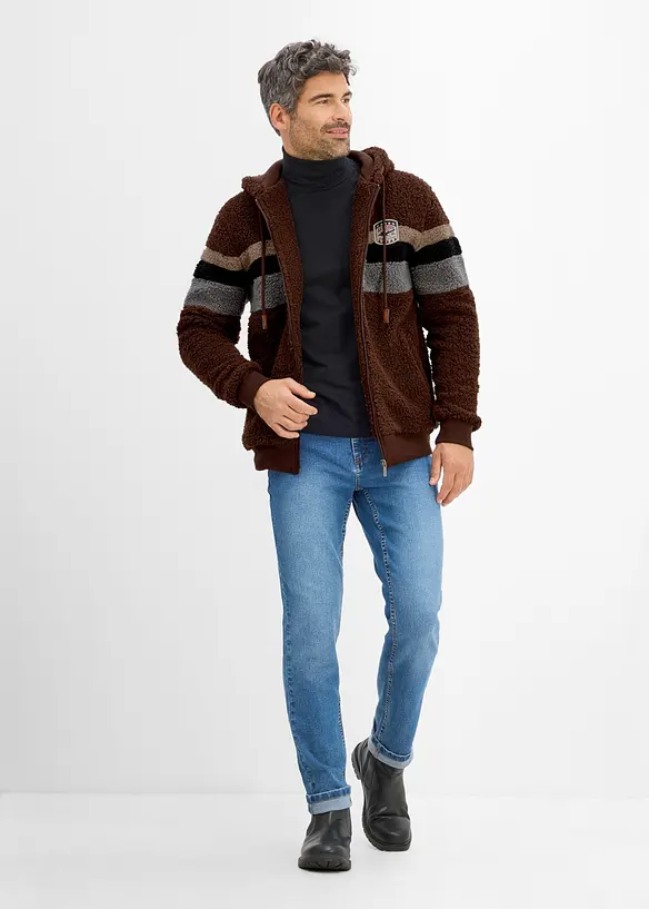 Teddy-Fleecejacke mit Kapuze, bonprix