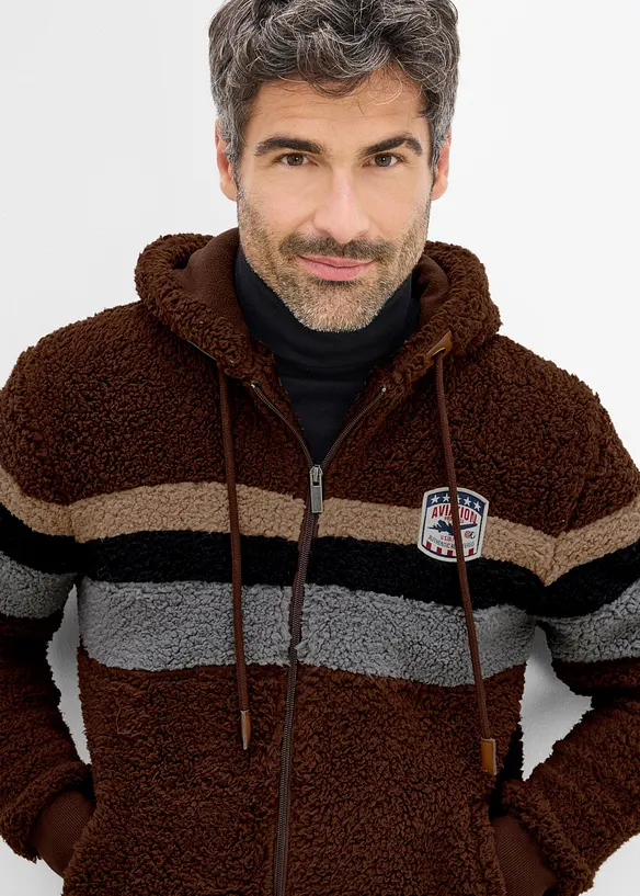 Teddy-Fleecejacke mit Kapuze, bonprix