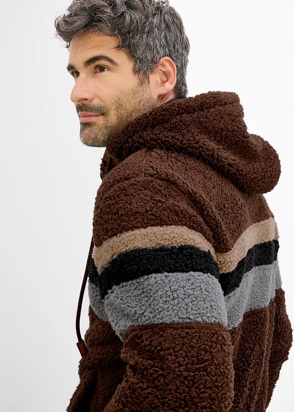 Teddy-Fleecejacke mit Kapuze, bonprix