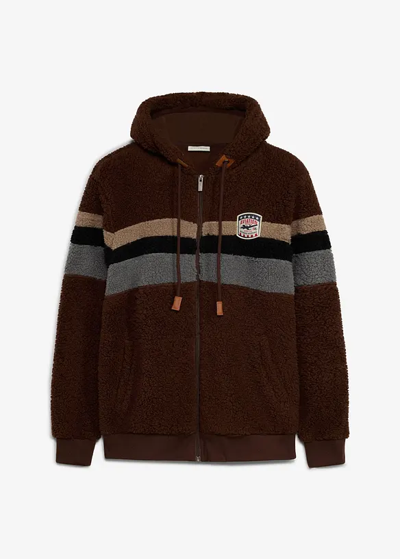 Teddy-Fleecejacke mit Kapuze, bonprix