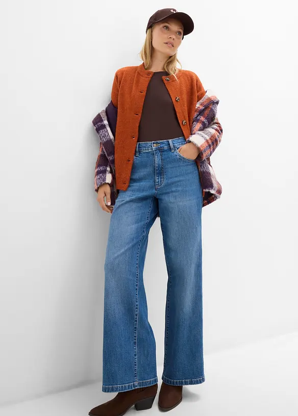 Wide-Leg-Jeans mit Nahtdetails, bonprix