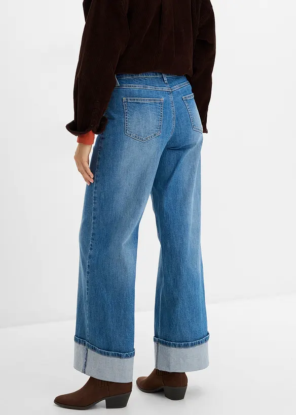 Wide-Leg-Jeans mit Umschlag, bonprix