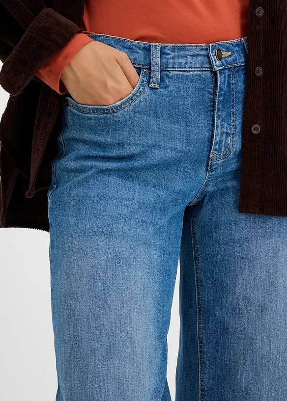 Wide-Leg-Jeans mit Umschlag, bonprix