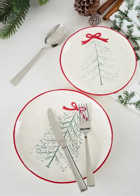 Set de vaisselle avec sapin et n&oelig;ud (ens. 6 pces), bonprix