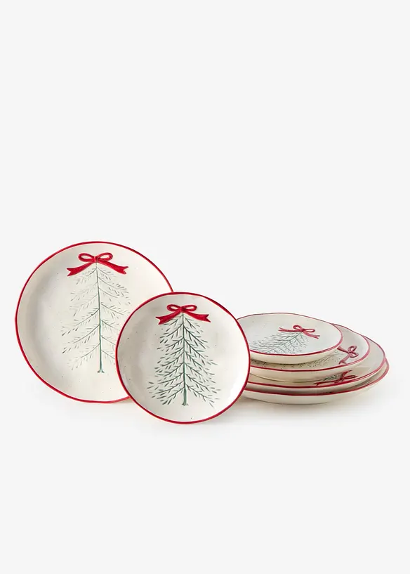Set de vaisselle avec sapin et n&oelig;ud (ens. 6 pces), bonprix