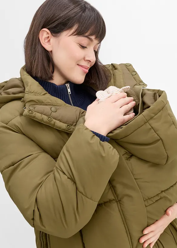3-in-1-Umstands-Pufferjacke mit Trageeinsatz, wasserabweisend, bonprix