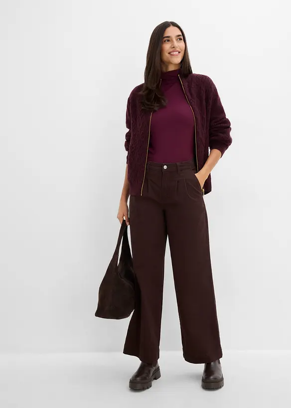 Wide-Leg Bundfalten-Hose mit Bequembund, bonprix