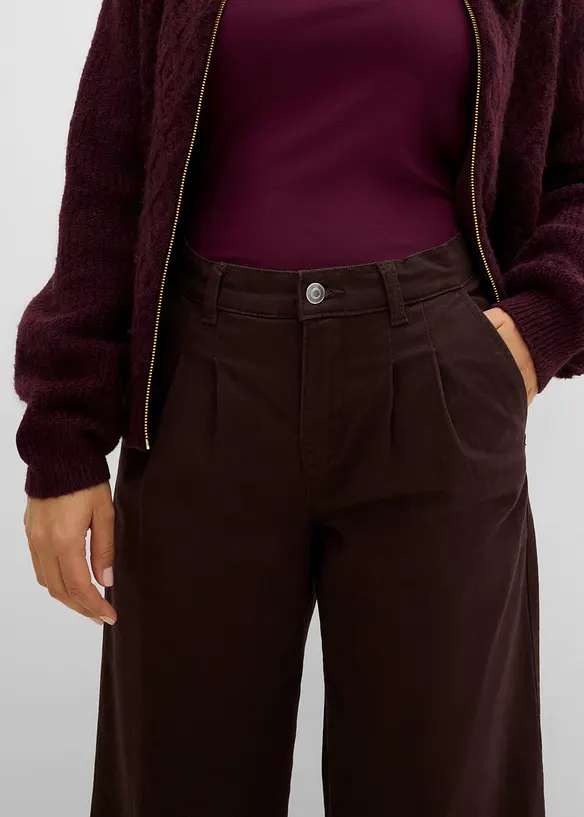 Wide-Leg Bundfalten-Hose mit Bequembund, bonprix