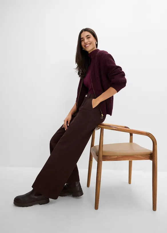 Wide-Leg Bundfalten-Hose mit Bequembund, bonprix