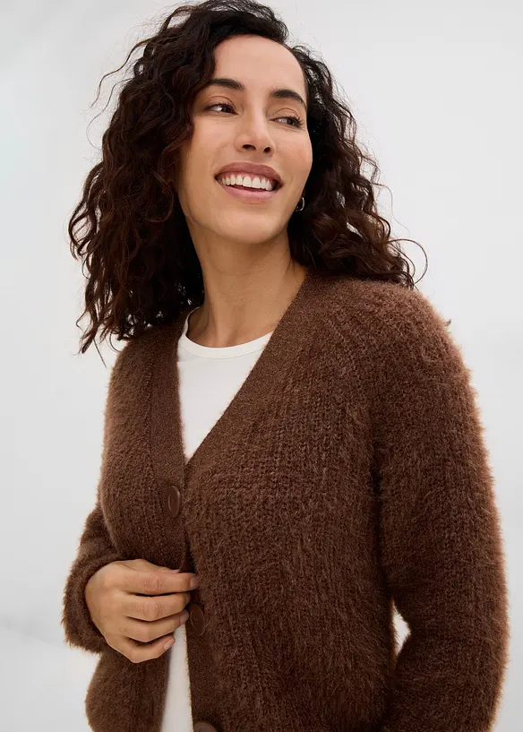 Gilet en grosse maille c&ocirc;tel&eacute;e brillante, bonprix