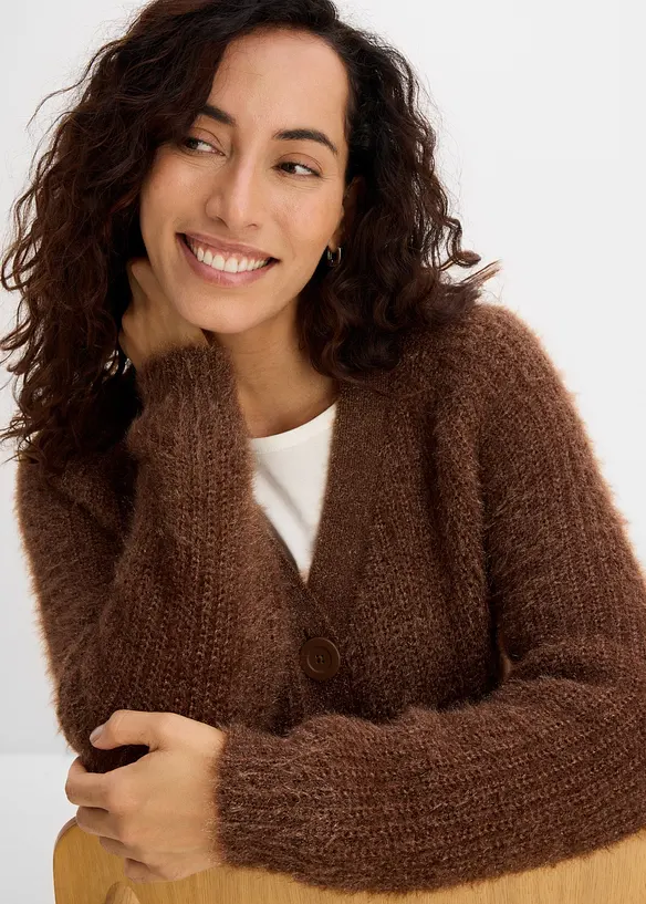 Gilet en grosse maille c&ocirc;tel&eacute;e brillante, bonprix