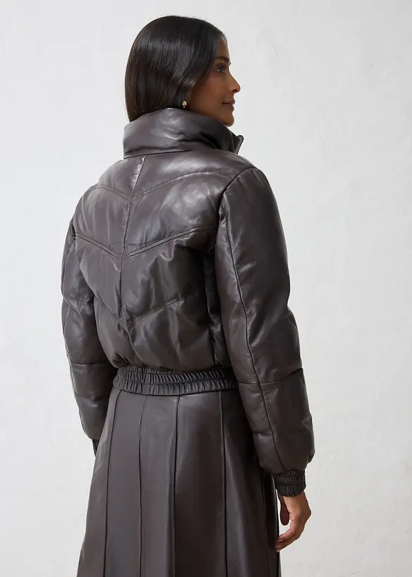 Leder-Steppjacke aus Lammnappa, bonprix