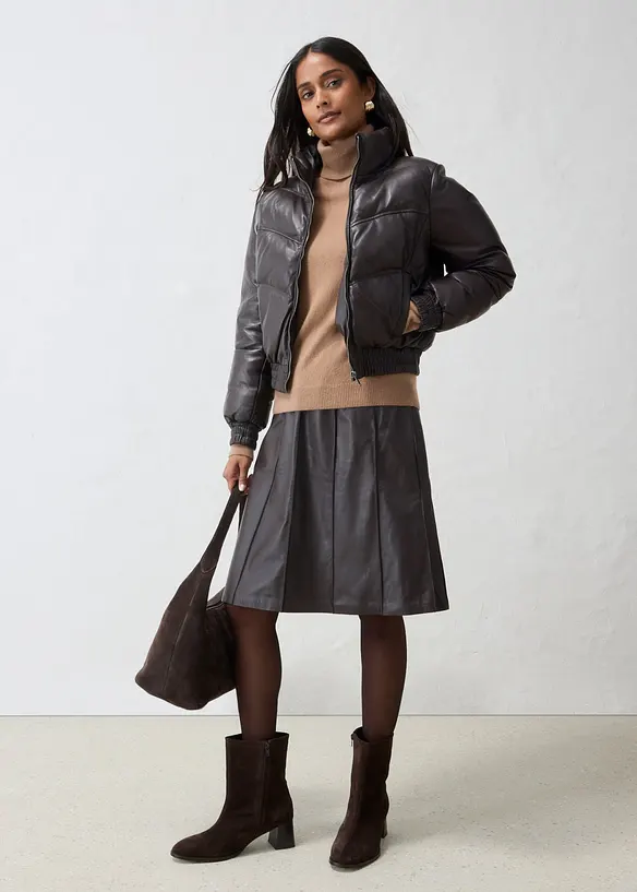 Leder-Steppjacke aus Lammnappa, bonprix