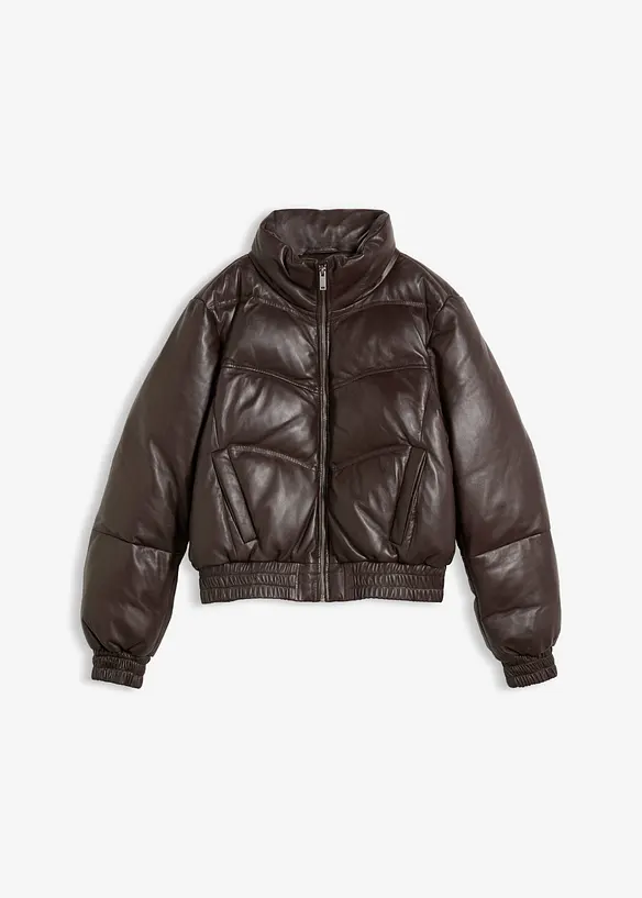 Leder-Steppjacke aus Lammnappa, bonprix