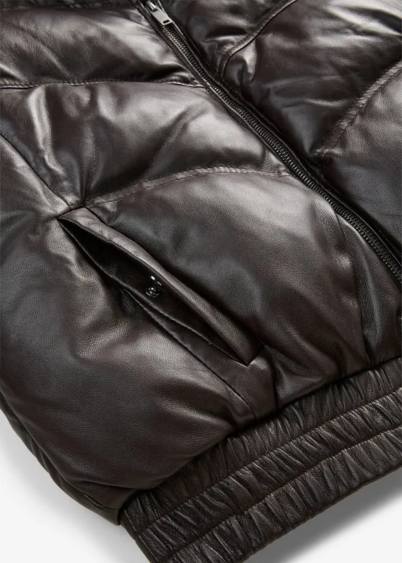 Leder-Steppjacke aus Lammnappa, bonprix