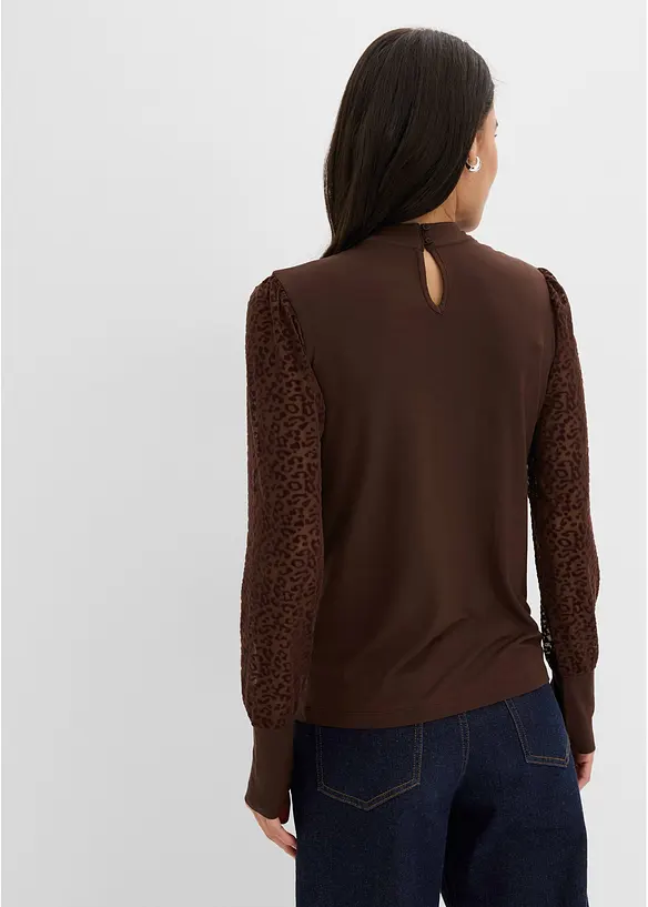 T-shirt manches longues en viscose m&eacute;lang&eacute;e, bonprix