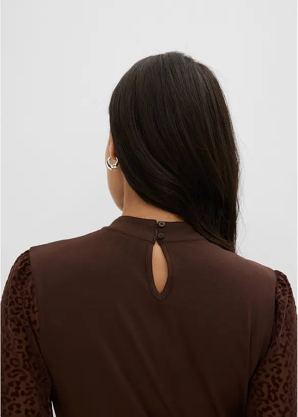T-shirt manches longues en viscose m&eacute;lang&eacute;e, bonprix