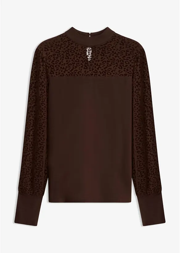 T-shirt manches longues en viscose m&eacute;lang&eacute;e, bonprix