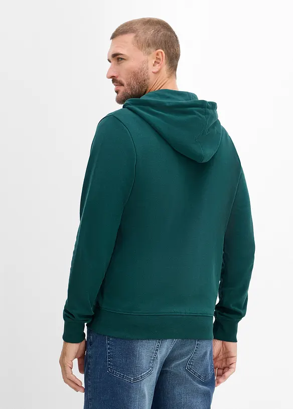 Sweat zipp&eacute; &agrave; capuche et d&eacute;tails enduits, bonprix