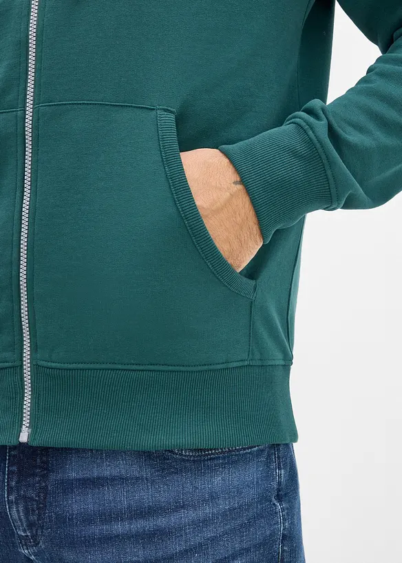 Sweat zipp&eacute; &agrave; capuche et d&eacute;tails enduits, bonprix