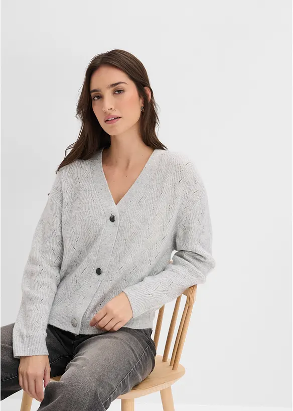Gilet en maille ajour&eacute;e, bonprix