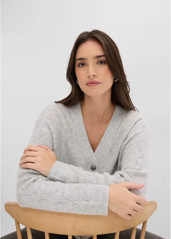 Gilet en maille ajour&eacute;e, bonprix
