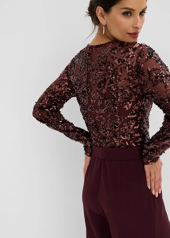 Combinaison avec haut brod&eacute; de sequins, bonprix
