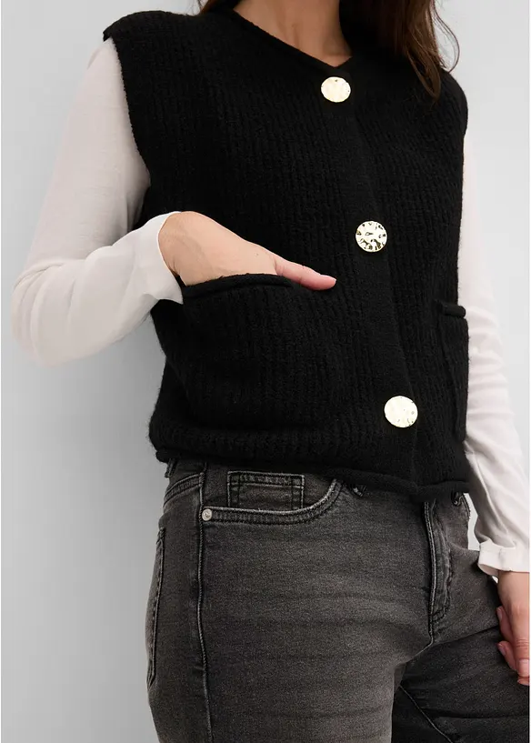 Strickweste mit dekorativen Kn&ouml;pfen, bonprix